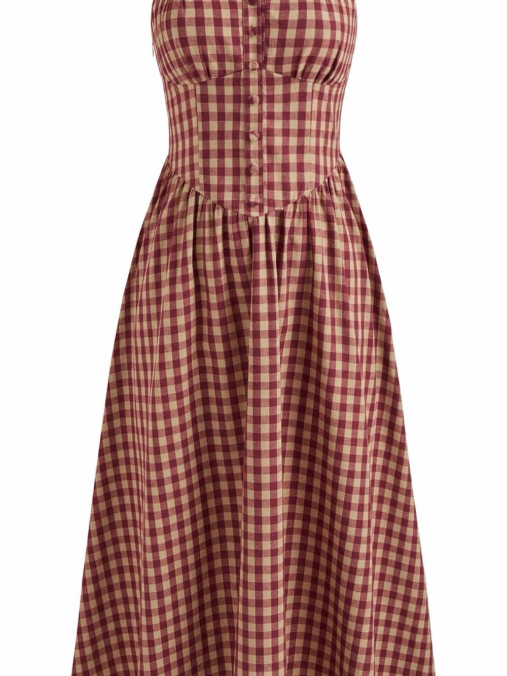 Cider Burgundy and Cream Gingham Maxi Dress